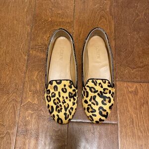 J. Crew Leopard Animal Print Calf Hair Leather Flats Women Size 6.5